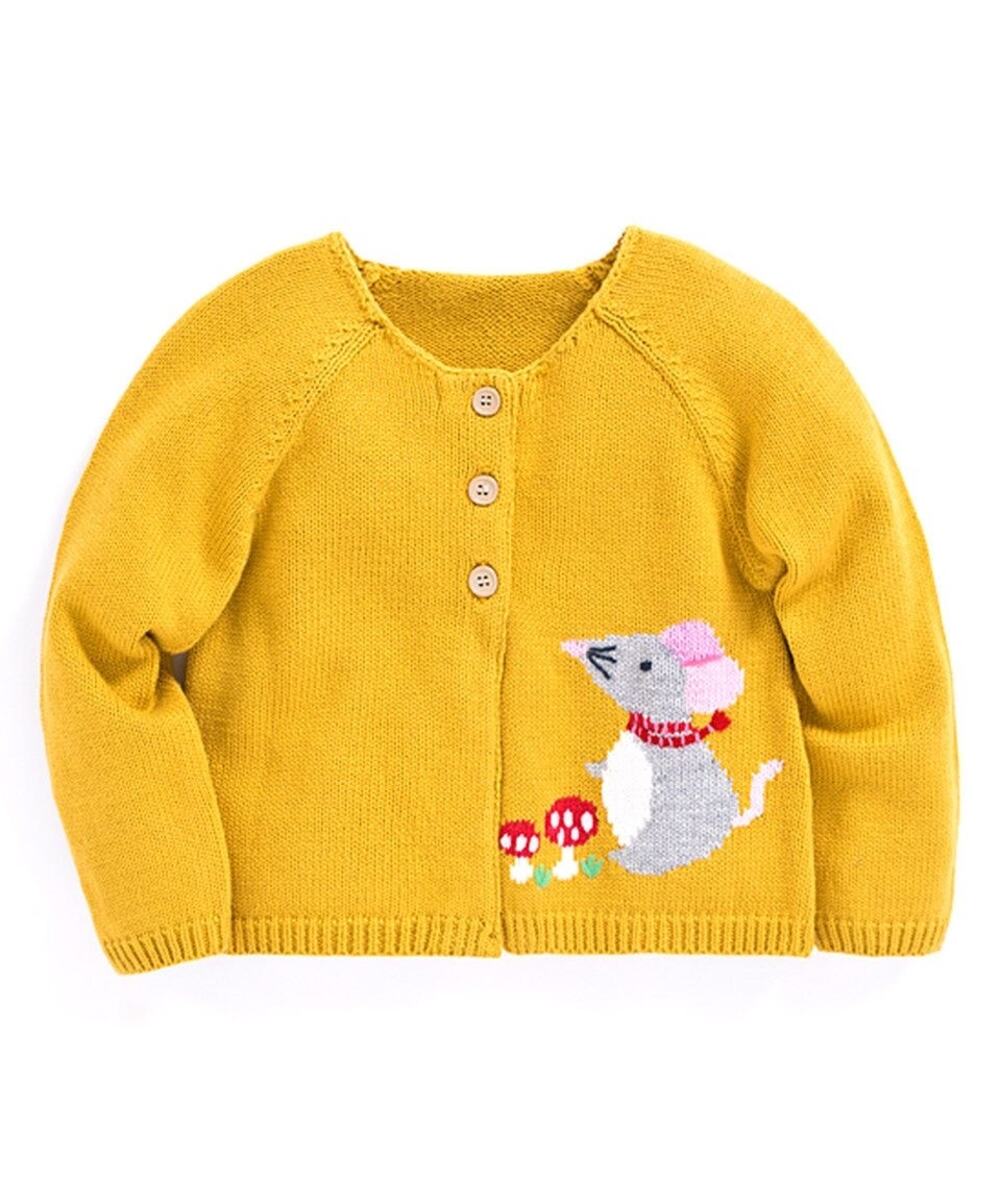 Jojo Maman Bebe Yellow Mouse Cardigan Sweater